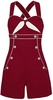Voodoo Vixen - Eliza Navy Seaside Cross Strap Playsuit - Jumpsuit - Vrouwen - rood