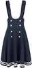 Voodoo Vixen - Nautical Cross Strap Flare Skirt - Medium-lengte rok - Vrouwen - blauw wit