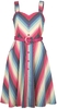 Voodoo Vixen - Serene Rainbow Gingham Flare Dress - Medium-lengte jurk - Vrouwen - meerkleurig