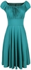 Voodoo Vixen - Tessy Green Gathered Dress - Medium-lengte jurk - Vrouwen - petrol