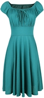 Voodoo Vixen - Tessy Green Gathered Dress - Medium-lengte jurk - Vrouwen - petrol