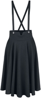 Voodoo Vixen - Toyin Black Herringbone Overall Skirt - Medium-lengte rok - Vrouwen - zwart