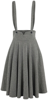 Voodoo Vixen - Toyin Overall Herringbone Flared Skirt - Medium-lengte rok - Vrouwen - grijs