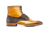 Adriano - Tan Calf Crust Coffe Suede Leather Men Ankle Boot