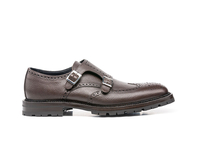 Alberto - Coffee Pebble Grain Leather Men Double Monk