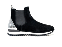 Febo - Chelsea boot running suede black shiny laminated silver