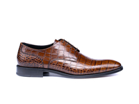 Frank - Croco Pattern Leather Men Derby Plain Shoes