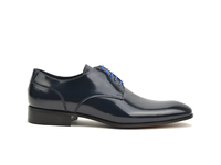 Frank - Leather men blue polished Derby