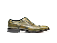 Fred - Olive Deco Leather Men Oxford Wing Brogue