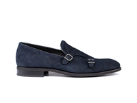 Lapo - Navy suede leather double monk