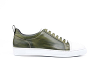 Pietro - Green deco white grain leather Low top sneakers