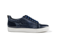 Pietro - Low top navy damask print sneakers