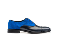 Totò - Blue Suede Decò Leather Men Oxford Toe Cap