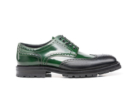 Volta - Green Polished Leather Grain Black Men Derby Wing Brogue