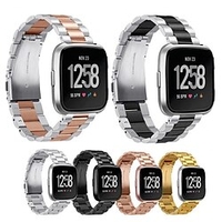 1 bracelet en métal compatible avec fitbit versa 2,  versa,  édition versa lite,  bracelet de remplacement en acier inoxydable massif bracelet d