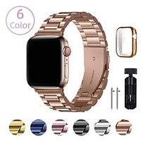1 pc Bracelet avec étui Compatible avec Apple iWatch Series 8 7 6 5 4 3 2 1 SE Groupe de métal pour iWatch Montre intelligente Sangle Bracelet PC Acier Inoxydable Imperméable Luxe Ajustable miniinthebox