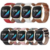 1 pcs Bracelet de montre connectée pour Fitbit Versa 3 / Sense Vrai Cuir Montre intelligente Sangle Boucle en acier inoxydable Bracelet en Cuir Remplacement Bracelet miniinthebox