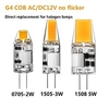 10 pièces pas de scintillement mini g4 cob lampe ac dc 12v led 2w 3w 5w ampoule bougies remplacer 30w 20w halogène pour lustre projecteur miniinthebox