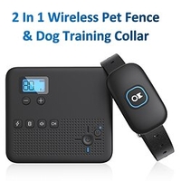 2 en 1 électrique chien de compagnie clôture sans fil collier de dressage à distance étanche rechargeable anti choc collier miniinthebox