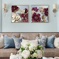 2 panneaux fleurs imprime art mural moderne photo décor à la maison tenture murale cadeau avec cadre intérieur 12 