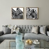 2 panneaux imprimés animaux zèbres art mural image moderne décor à la maison tenture murale cadeau avec cadre intérieur 12 