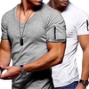 2 pcs t-shirt homme couleur unie basique manches courtes col v miniinthebox