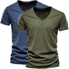 2 pcs t-shirt homme couleur unie basique manches courtes col v miniinthebox