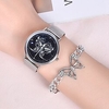 2 pièces/lot mode dames femmes montres en acier inoxydable papillon robe montres-bracelets avec bracelet miniinthebox