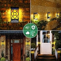 2/4 pièces appliques murales solaires applique murale extérieure led flamme lumière pour cour extérieure jardin paysage décoration lampe ménage miniinthebox