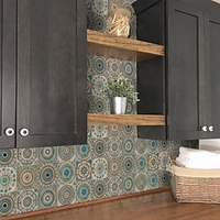 24 pièces créatif rétro rêve mandala cuisine salle de bain salon autocollants muraux autocollants autocollants de carreaux imperméables miniinthebox