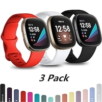 3 pièces Bracelet de montre connectée pour Fitbit Versa 3 / Sens Fitbit Versa 3 Fitbit Sense Silicone Montre intelligente Sangle Doux Respirable Bracelet Sport Remplacement Bracelet / Sony Ericsson miniinthebox
