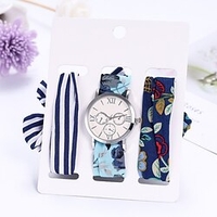 3 pièces dame vacances robe coton ruban soie rose or argent horloge montre ruban montres ensembles pour femmes relojes para mujer miniinthebox