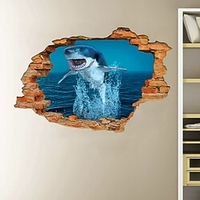 3d mur cassé monde sous-marin requin d