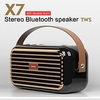 3d stéréo bluetooth haut-parleur x7 tws portable rétro double haut-parleur sans fil aux usb fmcaixa de som basse extérieure haut-parleur soundcore miniinthebox