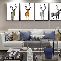 4 panneaux animaux imprime cerf mur art moderne photo décor à la maison tenture murale cadeau avec cadre intérieur 12 