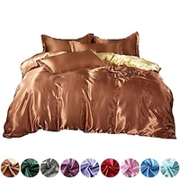 4 pièces literie de mariage ensemble de housse de couette en satin doux soyeux refroidissement alternative réversible ensemble de housse de couette bicolore literie housse de couette1 housse de miniinthebox