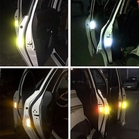 4 pièces/ensemble voiture ouvert autocollants réfléchissants bande avertissement marque nuit conduite éclairage de sécurité décor lumineux auto porte autocollants miniinthebox
