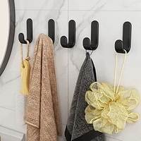 5pcs crochets muraux auto-adhésifs crochets à serviettes en acier inoxydable sans perçage crochet de garde-robe crochets muraux auto-adhésifs pour accrocher des serviettes,  clés crochet en forme de j miniinthebox