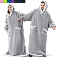 Adulte Couverture à capuche surdimensionnée Couverture portable avec poche Couleur unie Combinaison de Pyjamas Flanelle Cosplay Pour Homme et Femme Carnaval Pyjamas Animale Dessin animé Fête miniinthebox