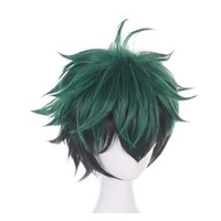Anime mha bnha izuku midoriya deku cosplay perruque pour femmes hommes kid halloween costume cosplay (vert - noir) miniinthebox