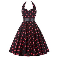 Audrey Hepburn Gentlewoman Pois Rétro Vintage Années 50 Robe de cocktail Robe vintage Eté Robe Rockabilly Robe de bal Femme Adulte Polyester Costume Rouge Vintage Cosplay"idien Soirée et occasion miniinthebox