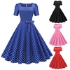 Audrey Hepburn Pois 1950s Robe de cocktail Robe vintage Printemps été Robe Rockabilly Robe de bal Femme Adulte Costume Vintage Cosplay Retour Fête scolaire Vacances Manches Courtes Col Carré Robe Noël miniinthebox