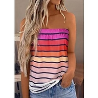 Bandeau Femme Soirée Fin de semaine Rayé Léopard Sans Manches Dos Nu Imprimer Sans Bretelles Décontractée Vêtement de rue Vert Blanche Noir Hauts Standard S / 3D effet miniinthebox