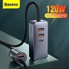 baseus 120w chargeur de voiture usb chargeur qc 3.0 pd 3.0 chargeur rapide portable usb chargeur de téléphone 3u1c miniinthebox