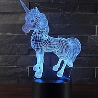 Belle licorne cadeau romantique 3D Ampoules LED lampe de table 7 changement de couleur veilleuses nuit lumière chambre décor lustre vacances petite amie enfants jouets miniinthebox