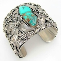 bracelet large ouvert de style indien bijoux rétro bracelet papillon bleu turquoise en argent tha landais miniinthebox