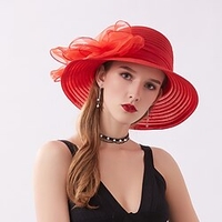 Chapeau de Fête Soirée Mariage Plein Air Chapeau Femme Maille Nœud Ruban nœud papillon Bleu foncé Beige Portable Protection Solaire Résistant aux ultraviolets / Noir / Blanc / Rouge / Vert / Violet miniinthebox