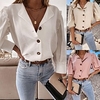Chemise Chemisier Femme Blanche Rose Claire Plein Bouton manche longue Casual basique Col V Normal Standard S miniinthebox