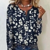 Chemise Chemisier Femme bleu marine Floral Bouton Imprimer manche longue Casual Vacances basique Col V Normal Standard Fleur S miniinthebox