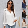 Chemise Chemisier Femme Noir Blanche Bleu Plein Bouton Poche manche longue Casual basique Col de Chemise Normal Standard S miniinthebox